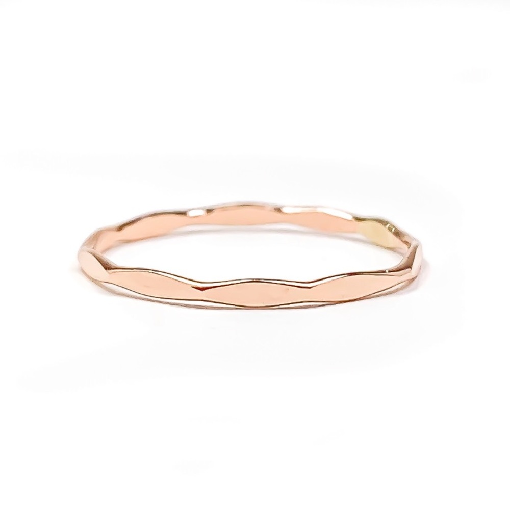 14k Rose gold Faceted ring band, minimalist ring, handmade everyday ring